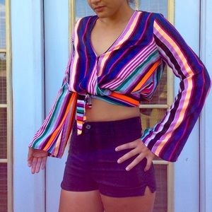 Express Silky Multicolored Wrap Long Sleeve